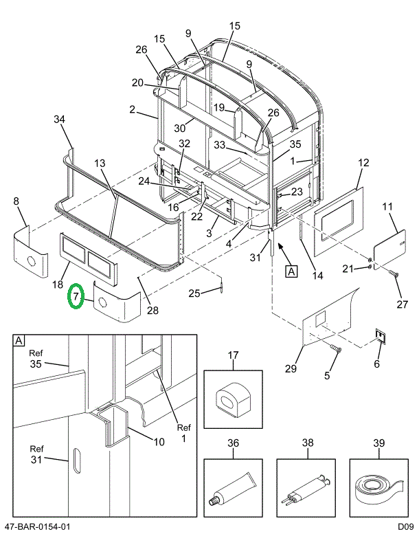 2212689C3 PANEL  COWL LH BOT W/7IN AMBER