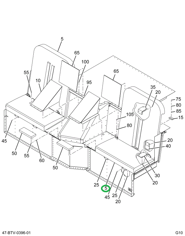 2214984C91 Seat, Davenport W/belts