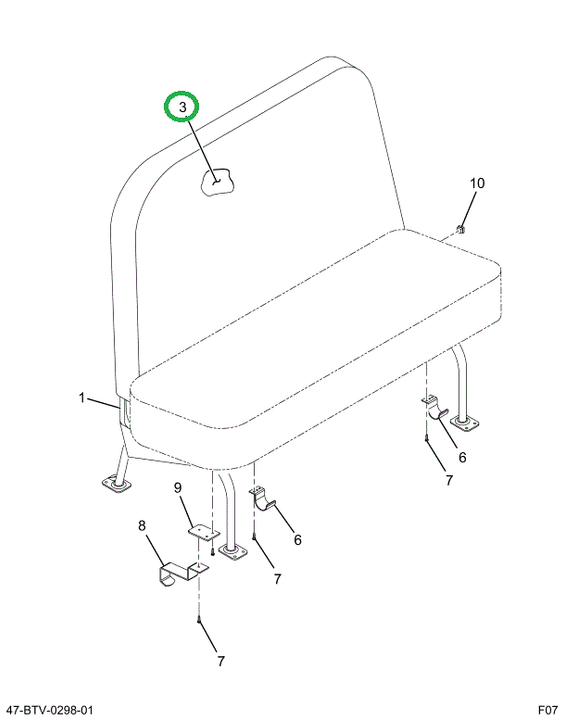 2216270C2 Foam, Seat Back, Bus, Left