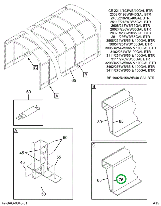 2216839C2 Support, 1- Bow Upper Battery