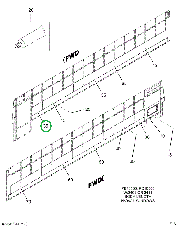 2218833C1 Lining, Lower 1 Bow Right Hand