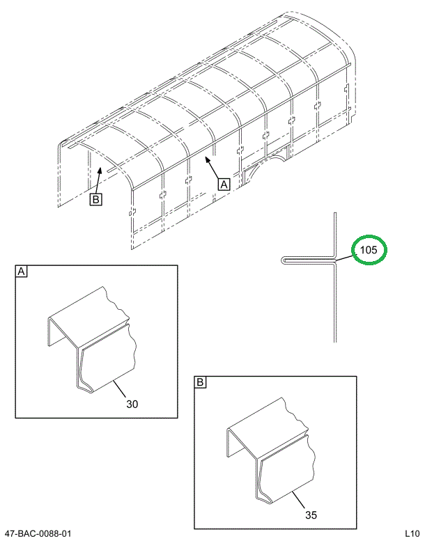 2219802C1 Reinforcement, Rail 3 Bow Seat