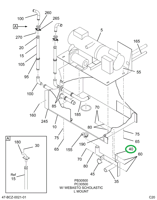 2220309C1 Support, Exhaust Heater