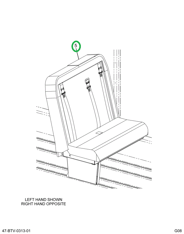2222194C91 Seat 2 Leg 3 Point Wall Mounti