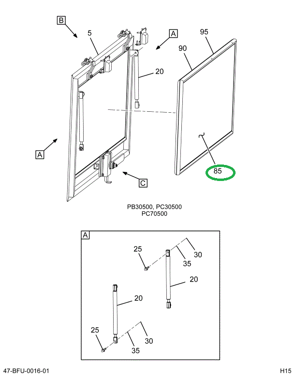 2230057C1 Glass, Laminated Kit, Rear Eme