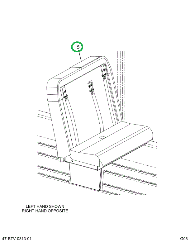 2230717C91 Seat, Right Hand 3-pt/cr 36 2l