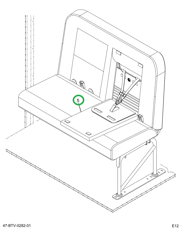 2232070C92 Seat, Right Hand Cr 39 2leg Wa