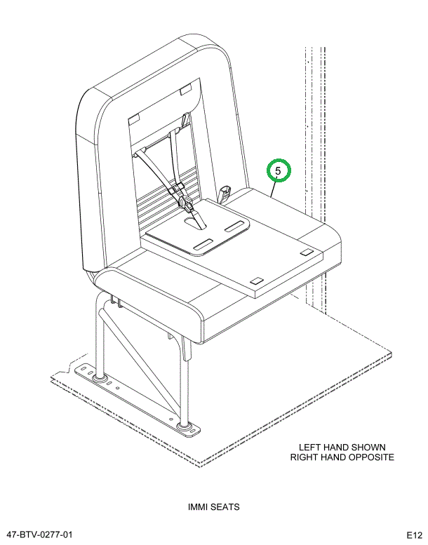 2232285C92 Seat, Left Hand Cr 26 2leg Wal