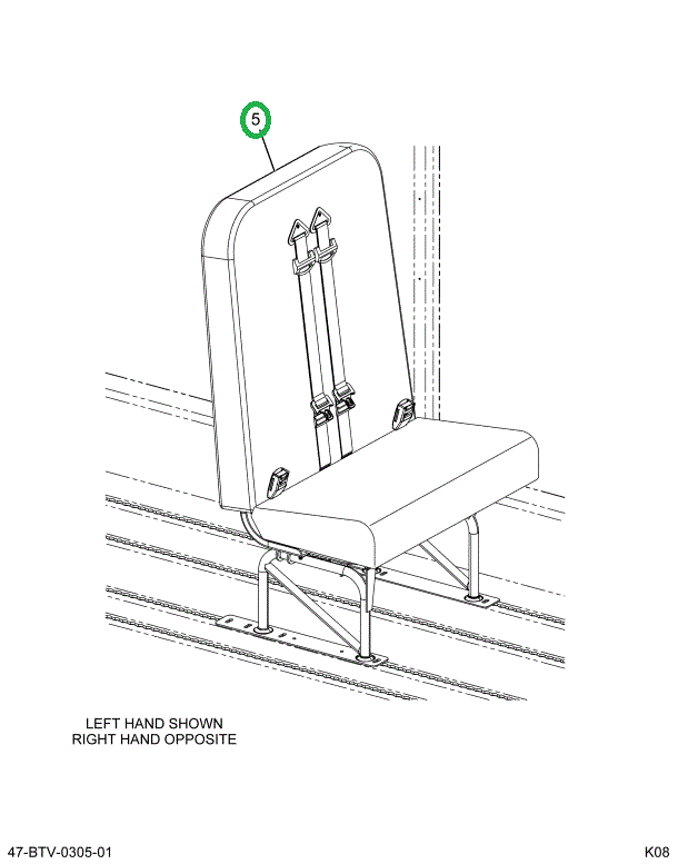 2232842C92 Seat, Left Hand 3pt 30 4leg Tr