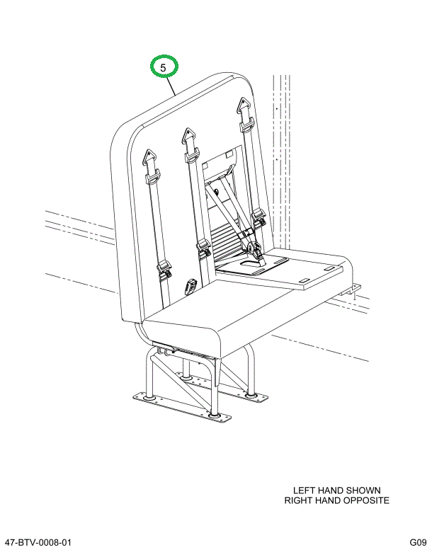 2233283C91 Seat, Right Hand 3pt/cr 39 4le