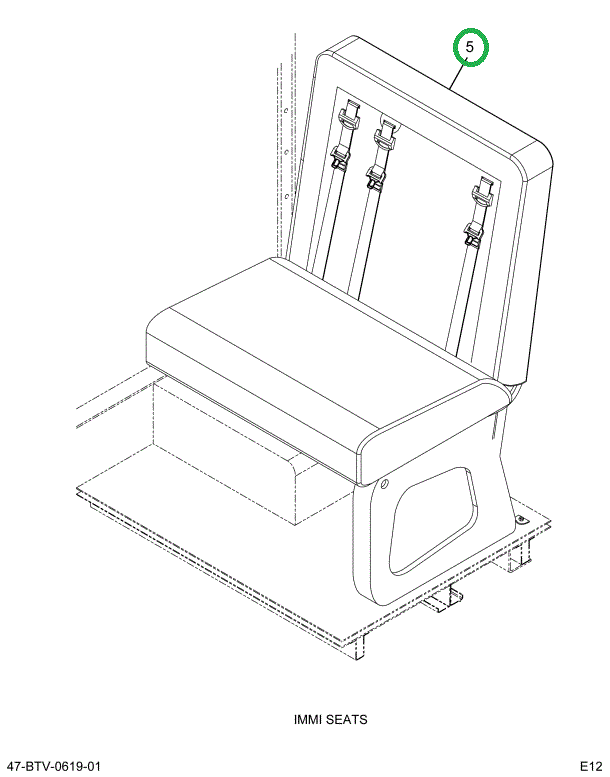 2237830C93 Seat, Rh, Bus Body, 39 Bti Lap