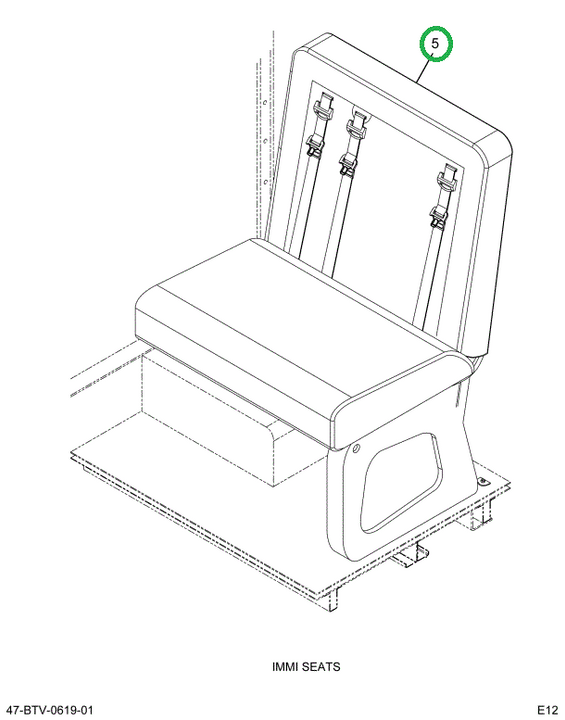 2237830C93 Seat, Rh, Bus Body, 39 Bti Lap