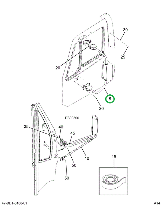 2239136C92 Mirror, Rear View, Ext Rosco B
