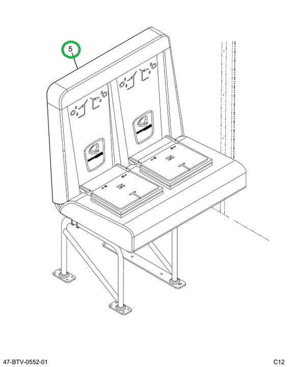 2239392C92 Seat, Left Hand, Cr 39 4leg Wa