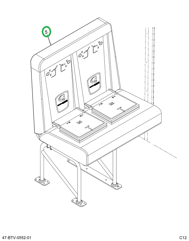 2239393C92 Seat, Left Hand, Cr 39 4leg Wa