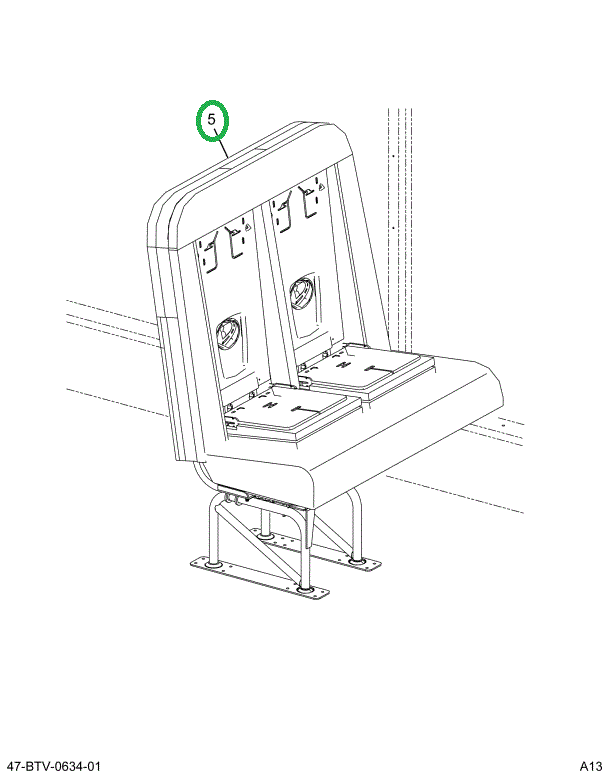 2239396C92 Seat Left Hand Cr 39 4leg Wall