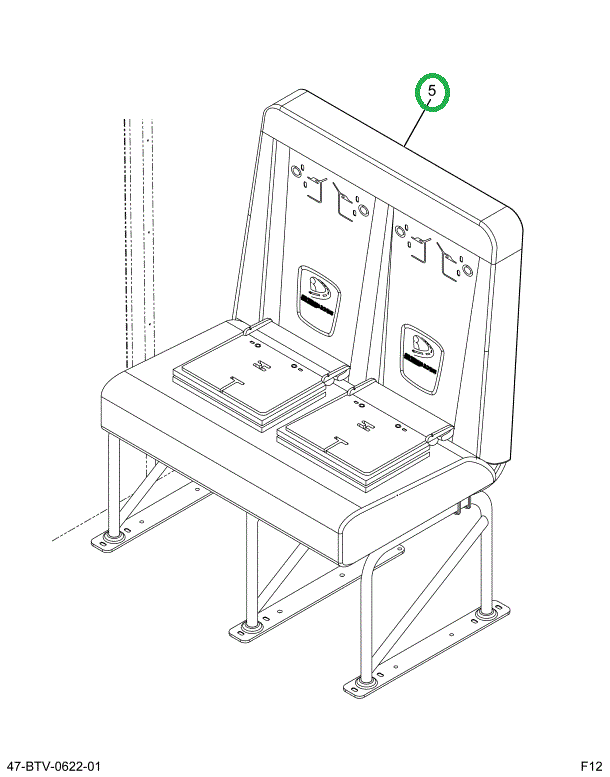 2239502C91 Seat, Right Hand, Cr 39 6leg T