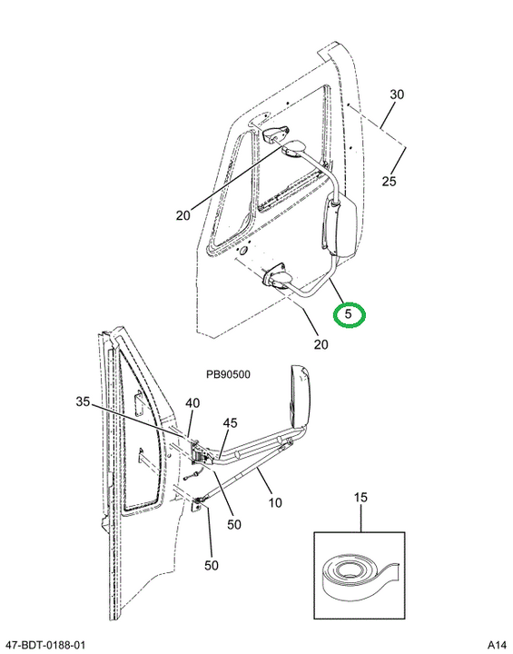 2240251C92 Mirror, Rear View, Ext Rosco B