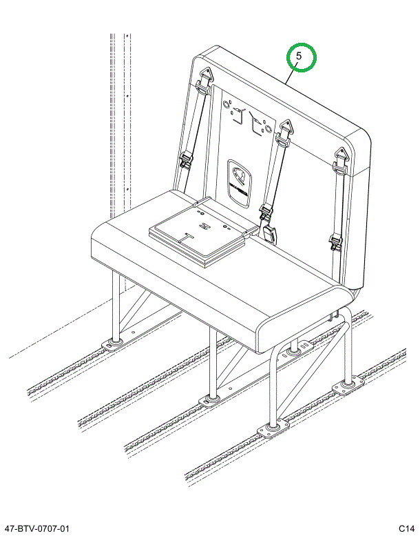 2240359C92 Seat, Right Hand, 3pt/cr 39 4l