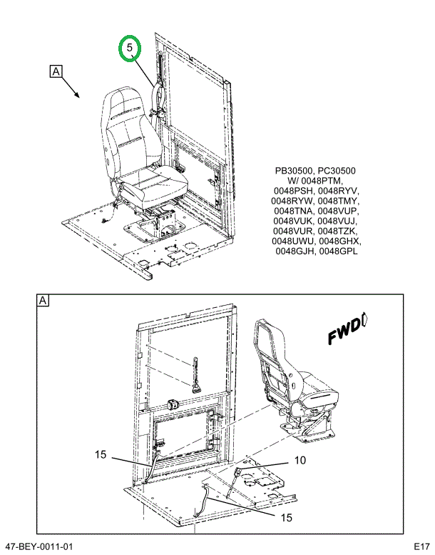 2241020C1 Belt Driver Seat Inc 3pt W/16.
