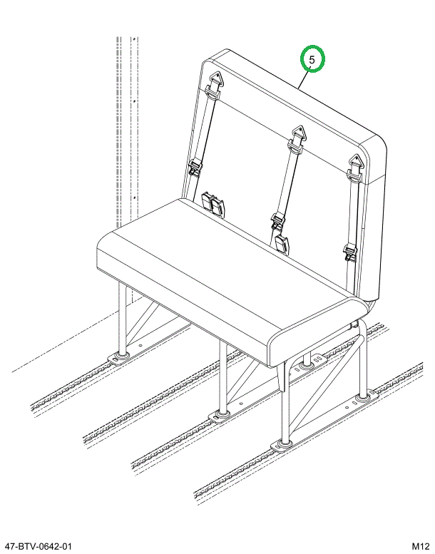 2241064C91 Seat, Right Hand, 39 6leg 3pt