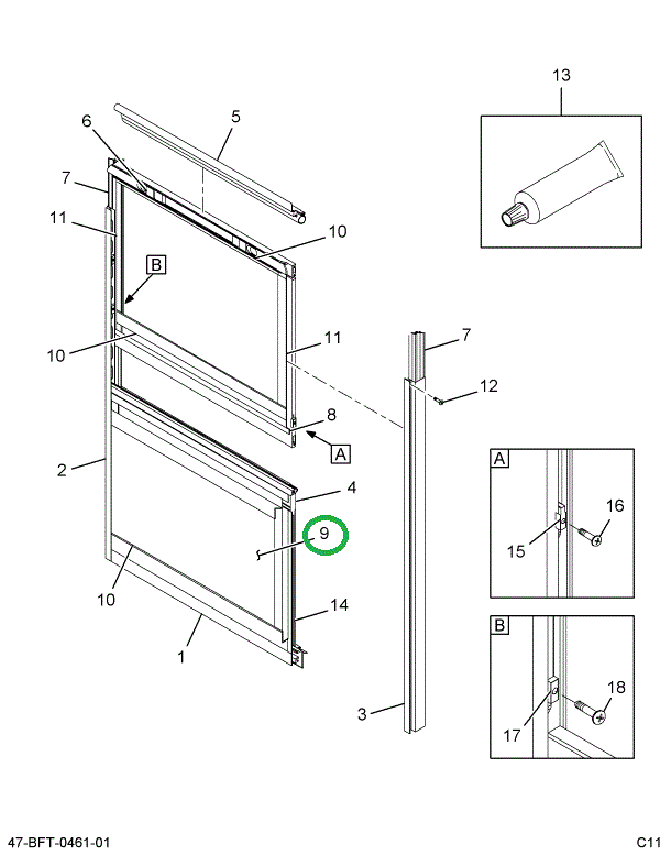 2241654C1 GLASS, STORM, BUS BODY , S/S 2
