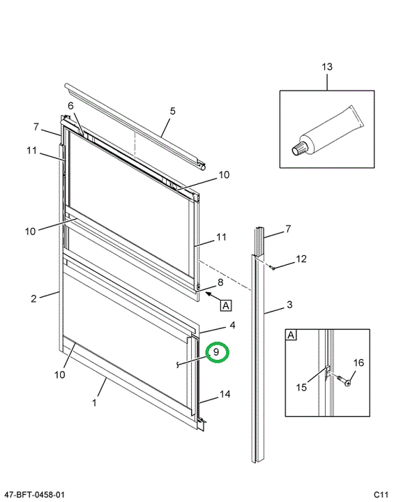 2241655C1 GLASS, STORM, BUS BODY , S/S 2