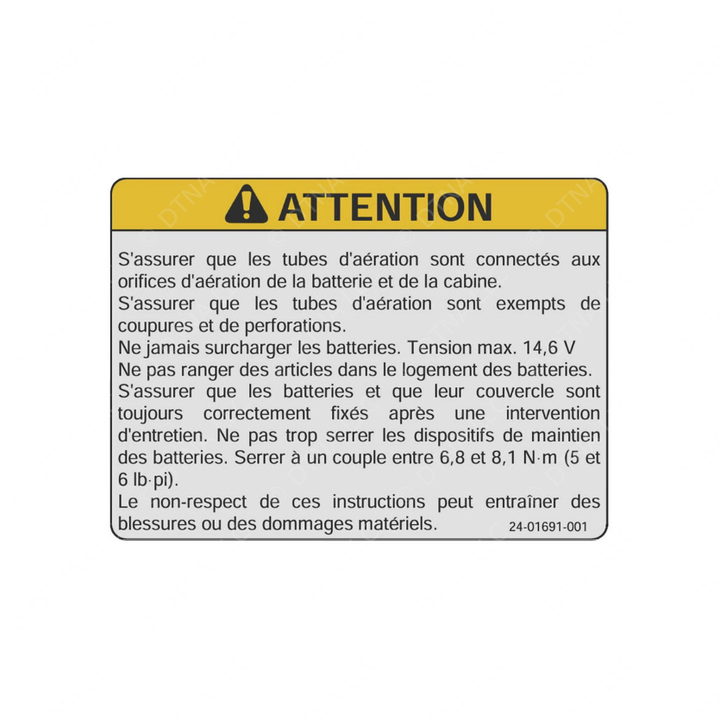 24-01691-001 LABEL-CAUTION,IN-CAB BATTERIES