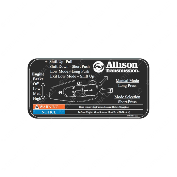 24-02071-000 DECAL-SHIFT ALLISON TRANS