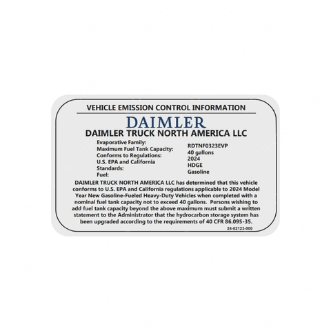 24-02123-000 LABEL-EVAP,CERT,GAS,MY2024