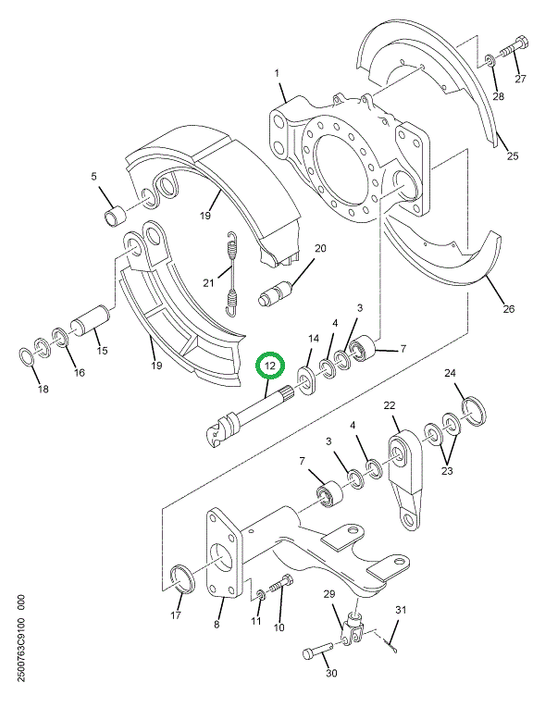 2500803C1 Camshaft, Brake s Cam Left, Re