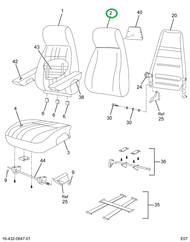 2501705C91 CUSHION BCK HI BRW V/V