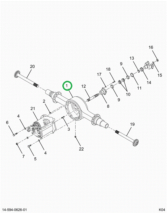 2502908C1 HOUSING F/R AXLE 14GSB AIR SW
