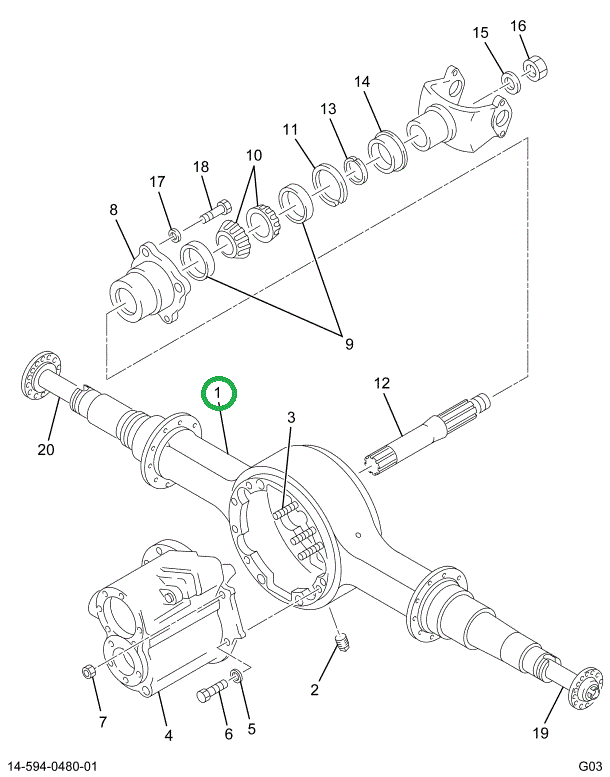 2502924C1 HOUSING R/R AXLE 14GRS AIR