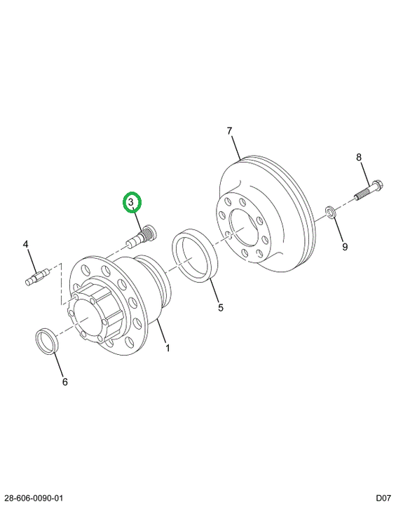2503781C1 BOLT WHEEL HUB LT THREAD