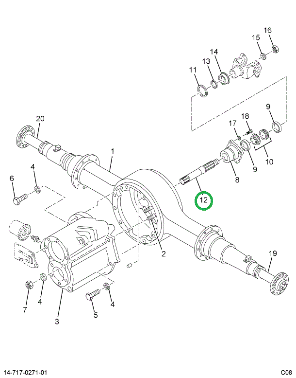 2505308C91 SHAFT ASSY OUTPUT W/NUT