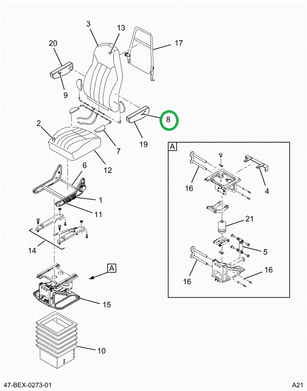 2515069C1 Upholstery, Armrest, Bus, Driv