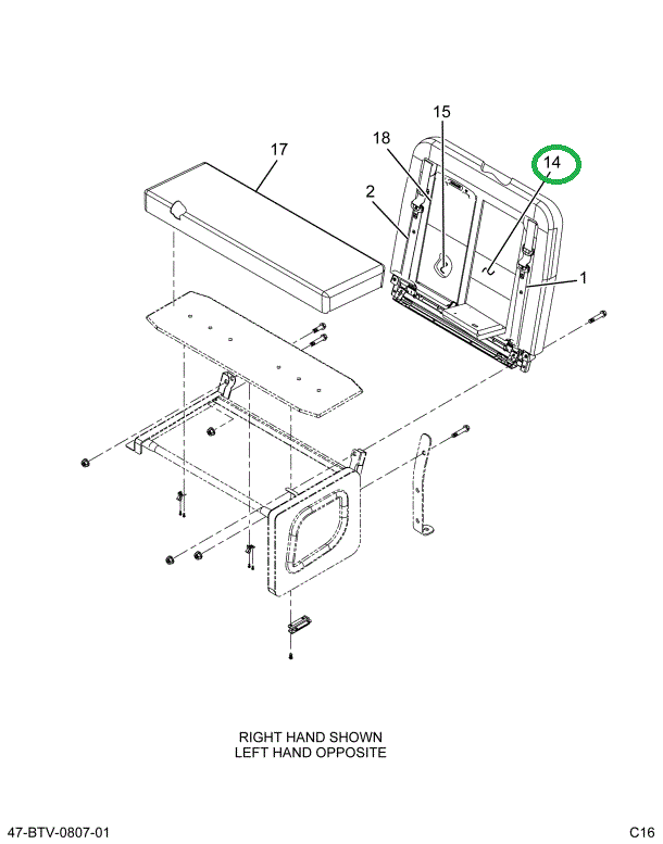 2515094C1 Foam, Seat Back, Inner, 39in