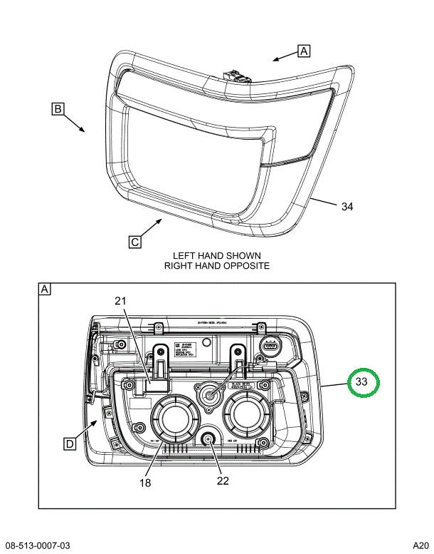 2515350C1 Bezel, Outer, Black Right Hand