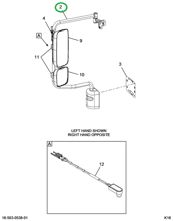 2515508C91 Bracket, Mirror, Lh, Chr, Man,