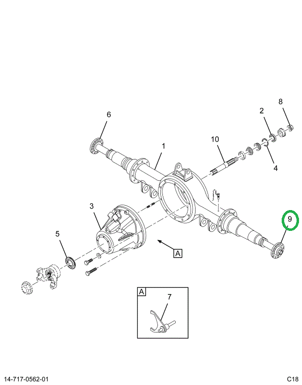 2515532C91 SHAFT,AXLE SHAFT LT LONG ARM