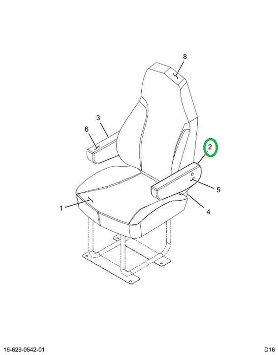 2516450C1 REST,UPHOLSTERED ARMREST LH