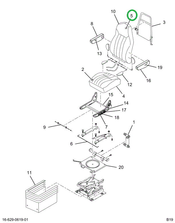 2516522C91 CUSHION,UPHLSTRD, CHRCL, BLCK