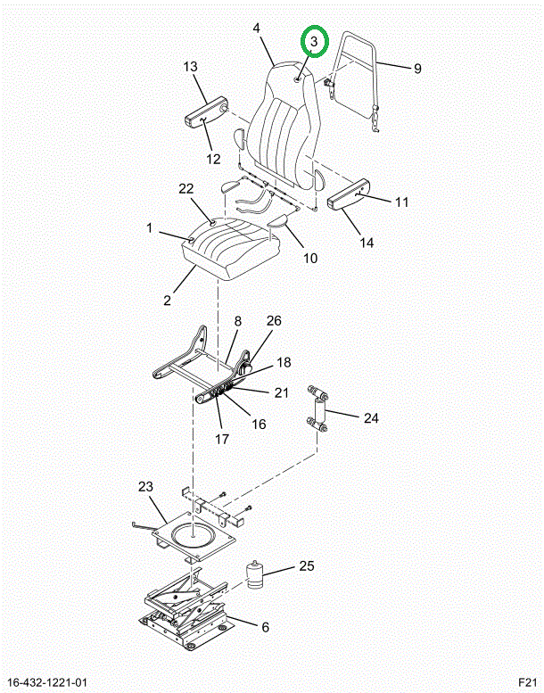2516523C91 CUSHION,UPHLSTRD, CHRCL/BLCK C
