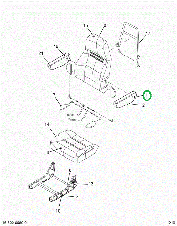 2516551C91 REST,UPHOLSTERED ARM REST LH