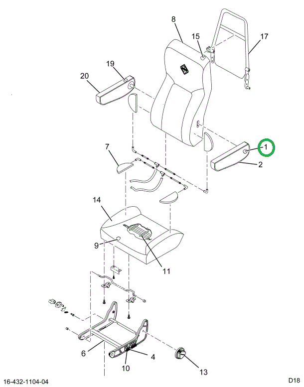 2516556C1 COVER, ARMREST RH
