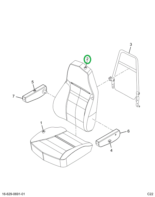 2516572C1 COVER, SEAT BACK