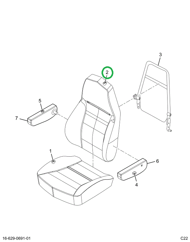 2516573C1 COVER, SEAT BACK