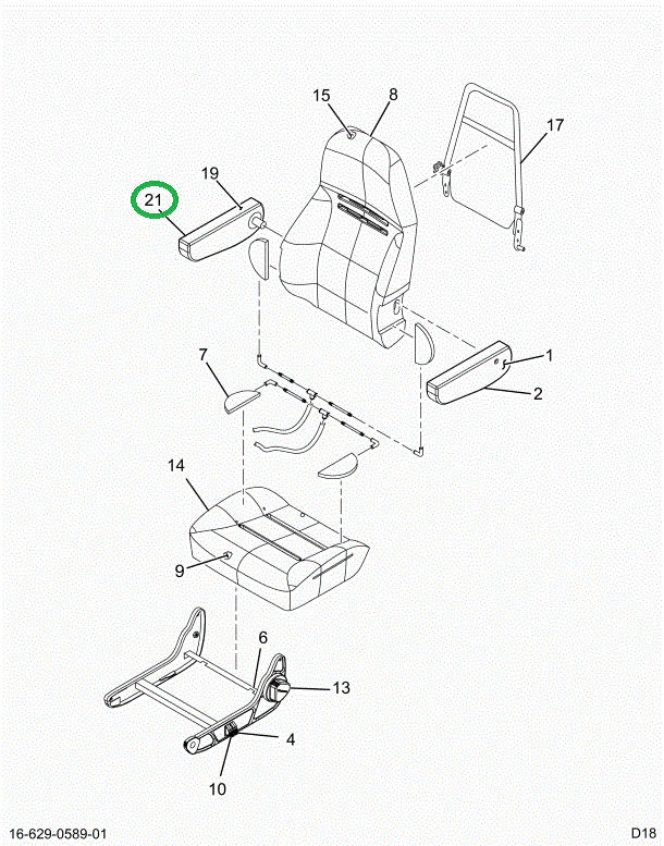 2516615C1 COVER, ARMREST RH