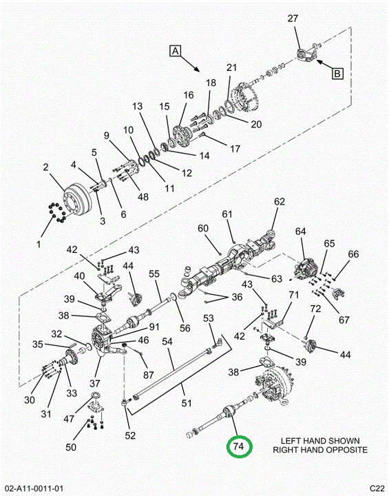 2517413C91 SHAFT, AXLE RIGHT HAND